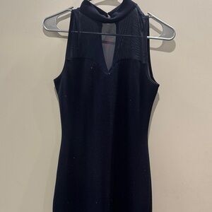Bailey Blue Black Mesh Backless Dress